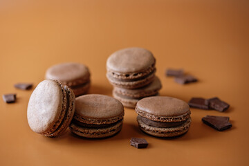Chocolate macarons with chocolate ganache filling