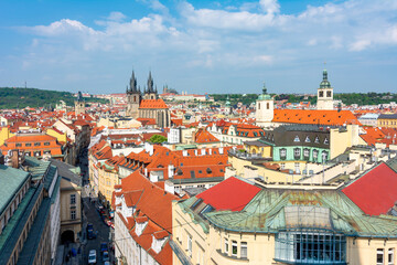 Naklejka na ściany i meble Prague cityscape on a sunny day, Czech Republic
