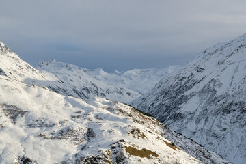 Beautiful views on winter Swiss Alps in canton of Uri