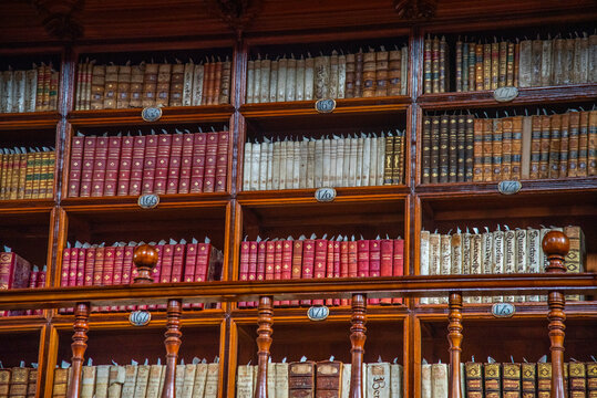 Biblioteca Palafoxiana en la ciudad de Puebla, Mexico, fuente de libros, cultura, historia, retablos, antiguos y muebles de madera clasica de la epoca de la conquista, b&oacute;vedas aniguas
