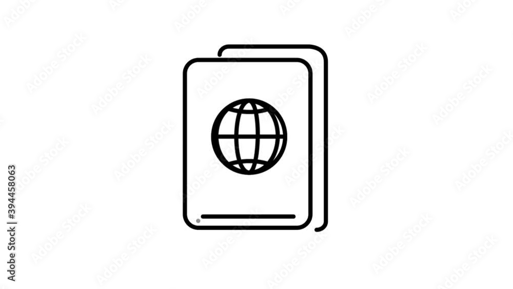 Poster passport line icon on the alpha channel