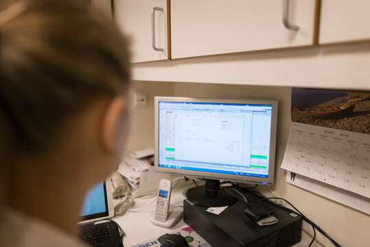 Computer screen on desk, Sweden