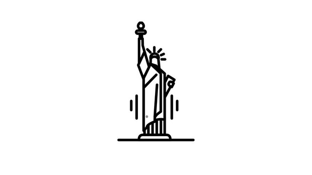 Statue of Liberty line icon on the Alpha Channel