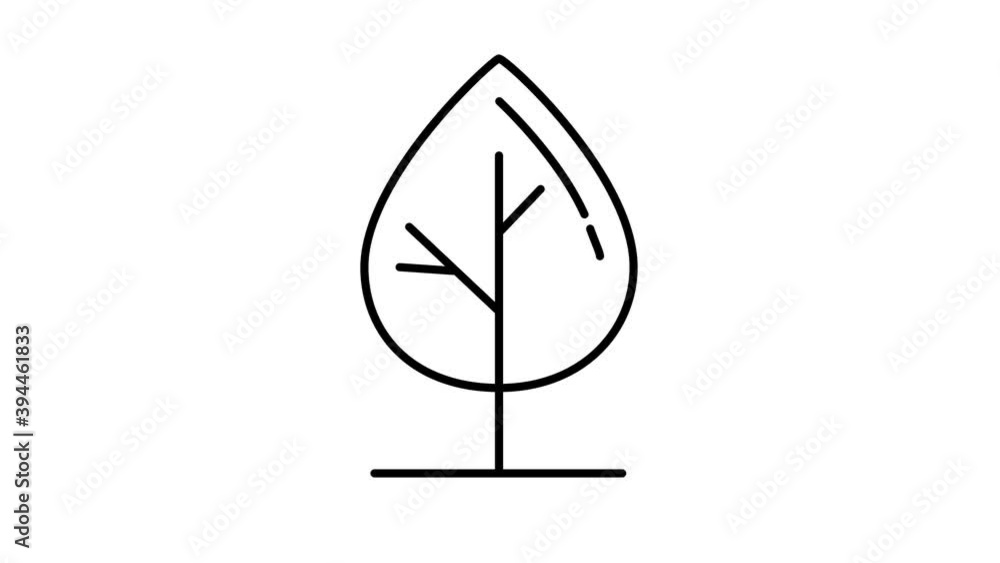 Poster tree leaf line icon on the alpha channel