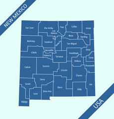 New Mexico counties map labeled