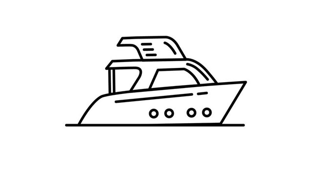 Motorboat line icon on the Alpha Channel