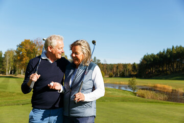 Senior couple on golf course, Sweden