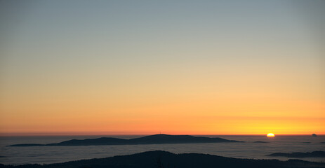 Fototapeta premium Sunset over foggy Germany
