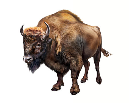Bison, realistic drawing