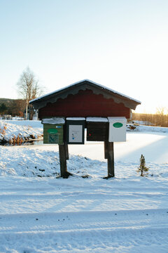 Mail boxes at winter, Sweden