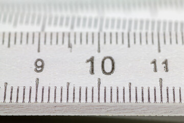 Zentimeter Maß von 9 bis 11 cm und Tiefe Unschärfe niemand