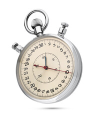 Mechanical analog stopwatch isolated on white background.