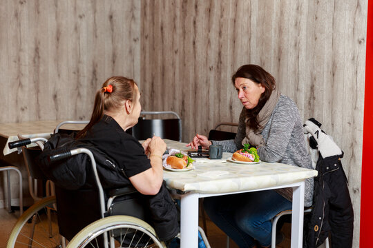 Women having lunch at cafe, Sweden