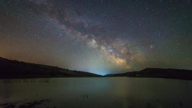 4k timelapse of nature starry summer night with our milky way galaxy