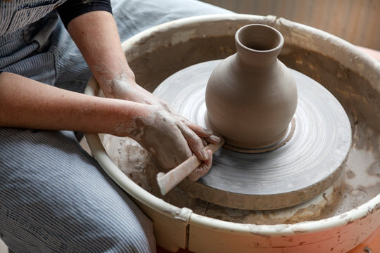 Woman using potters wheel, Sweden