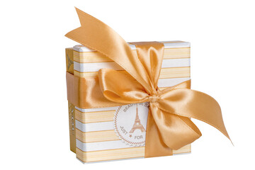 Wrapped gift, box with a bow, isolate, on a white background