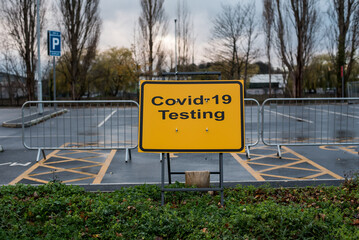 Wakefield, West Yorkshire, United Kingdom: Covid-19 testing sign. 