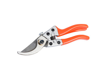 Garden pruner secateurs tool on white background