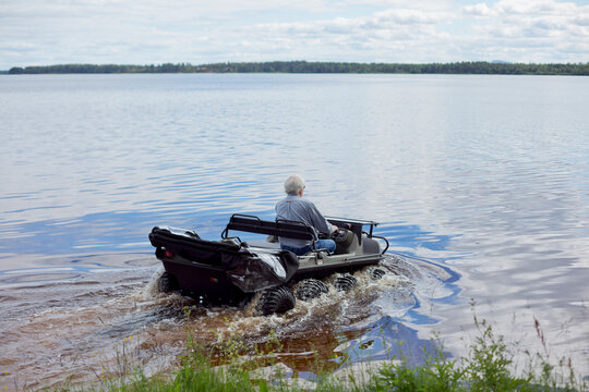 Man in amphibious vehicle, Sweden