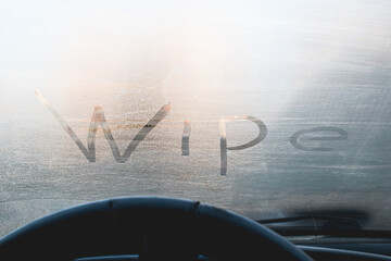 The inscription on the sweaty glass