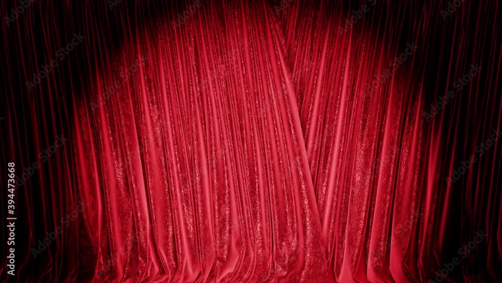 Poster realistic 3d animation of the red textured christmas stage curtains rendered in uhd, alpha matte is 