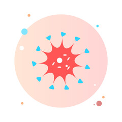 Coronavirus in circle icon. Bacteria, microbes and virus sign and symbol in flat design. Novel Coronavirus outbreak covid-19 2019-nCoV symptoms in round shaped for mobile concepts and web apps. 