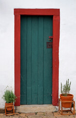 Ancient colonial door in Tiradentes, Minas Gerais, Brazil 