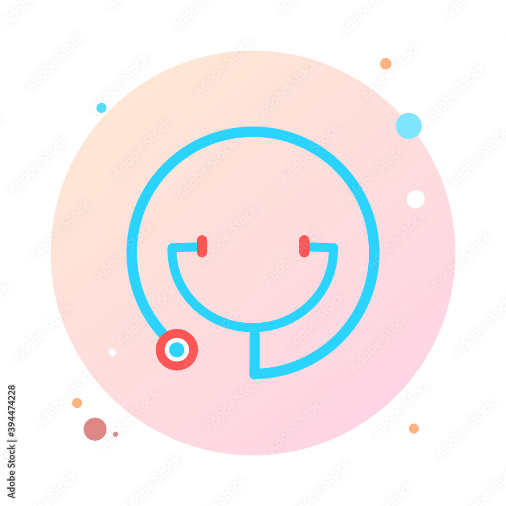 Poster stethoscope in circle icon trendy flat style. stethoscope in round shaped icon symbol for your web s