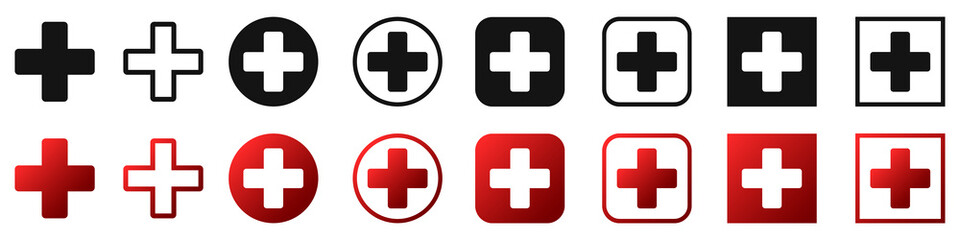 Obraz premium Medical cross icons set. Medical cross sign. Vector illustration.