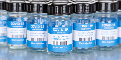 Coronavirus Vaccine bottle Corona Virus COVID-19 Covid vaccines panoramic