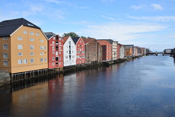 Fototapeta na wymiar Traditional buildings in Trondheim - Norway