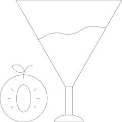 Drinks line icon for glass and wine
