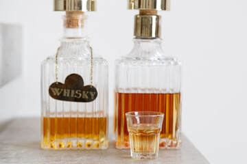 Alcoholic spirits and drinks concept background, with copy space