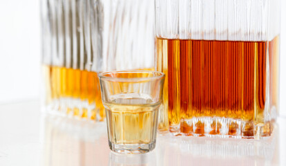 Alcoholic spirits and drinks concept background, with copy space