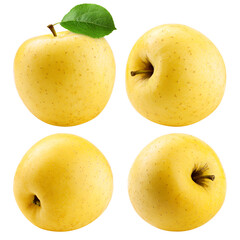 yellow apple isolated on white background, clipping path, full depth of field