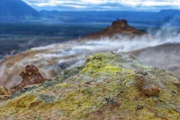 Fantastic natural sites around the lake of Myvatn, Iceland