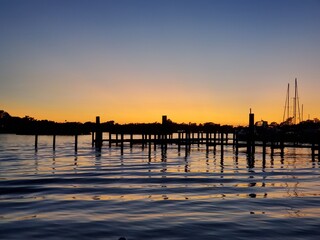 Obraz premium Sunset over the water Tarpon Springs Florida