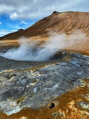 Fantastic natural sites around the lake of Myvatn, Iceland