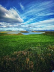 Fantastic natural sites around the lake of Myvatn, Iceland