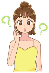 キャミソールを着た若い女性 アニメタッチ