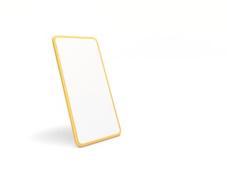 Blank screen mobile phone mock up on white background. 3d render illustration.