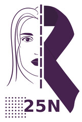Silhouette of a face in concept of the International Day for the Elimination of Violence against Women on November 25, against gender violence and abuse.