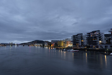 Obraz premium Drammen city night view in Norway.