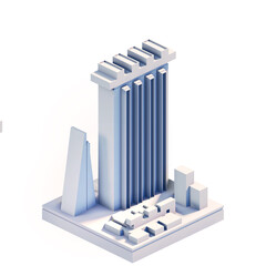 Modern City isometric icons for your project. Business and banking building, modern corporate architecture, Futuristic cityscape. 