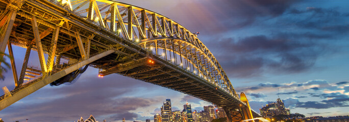 Amazing sunset over Sydney Harbour bridge, NSW