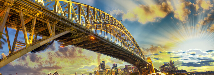 Sydney Harbour Bridge at sunset, Australia