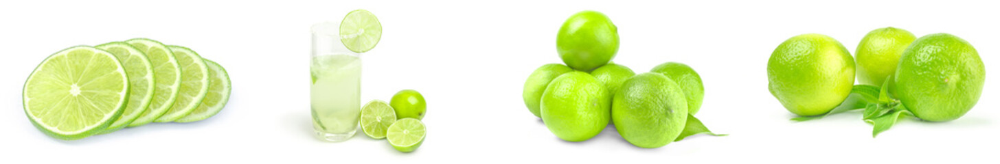 Group of limes isolated on white