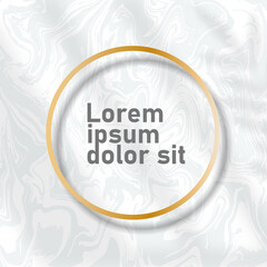 Marble background cards with golden circle frames. Trendy templates for banner, flyer, poster, save the date, greeting