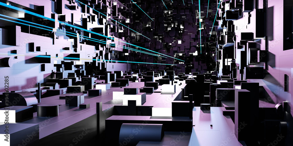 Poster abstract technology ciomputer science surface with computer hardware design 3d render illustration