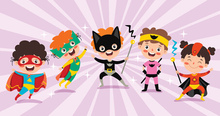 Little Funny Cartoon Superheroes Posing © yusufdemirci